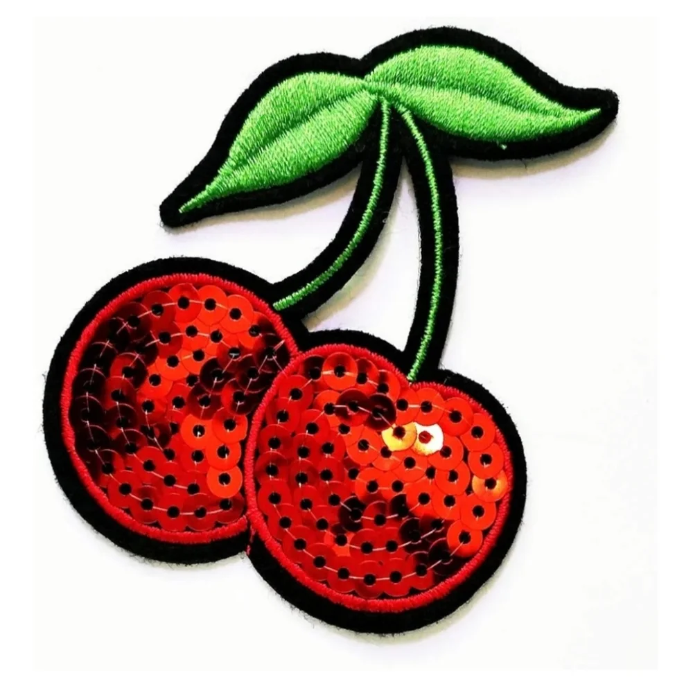 Sequins Embroidered Cherry Brooch NWOT